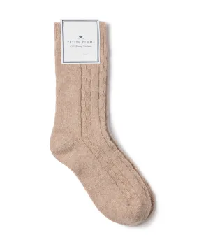 100% Cashmere Women's Socks in Beige