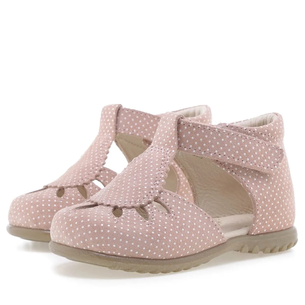 (2436A-10) Emel pink polka dot closed sandal