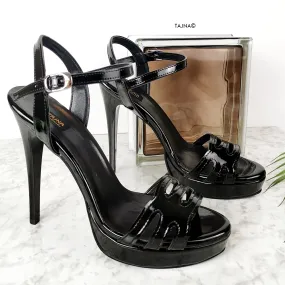 5.11 inches Black Gloss Laser Heel Sandals