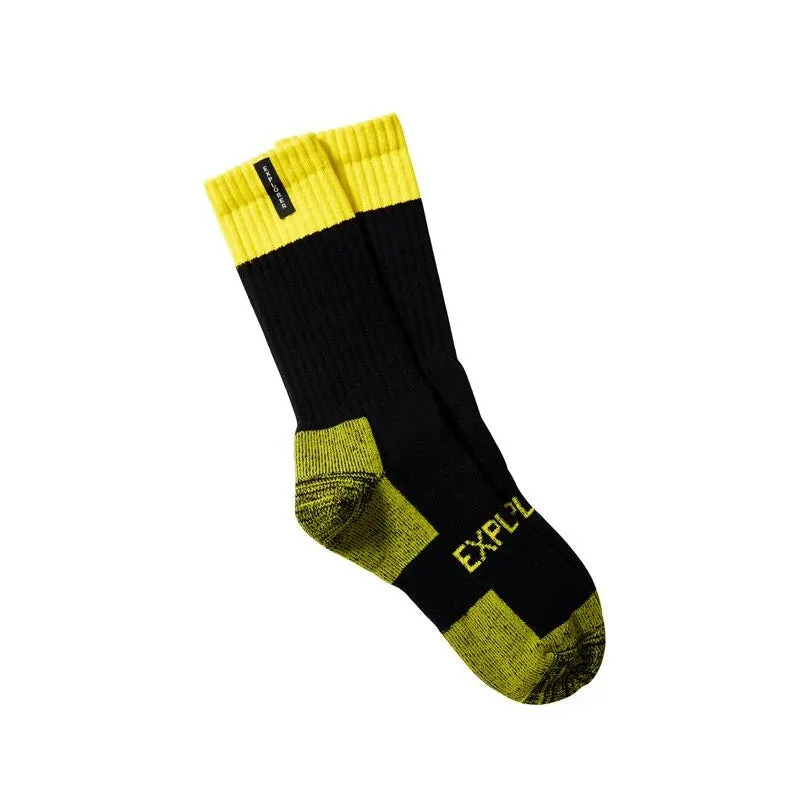 6 Pairs X Explorer Original Mens Cotton Crew Winter Tough Socks - Yellow/Black