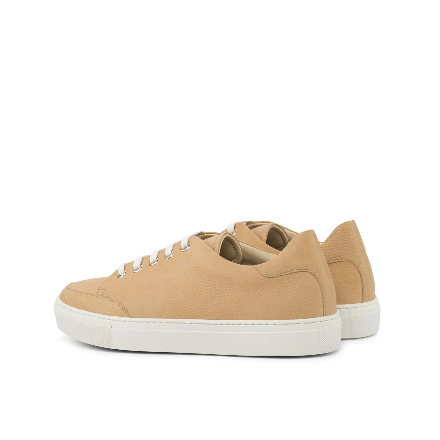 Ambrogio Bespoke Custom Women's Custom Made Shoes Beige Fawn Pebble Grain Suede Leather Casual Sneakers (AMBW1010)