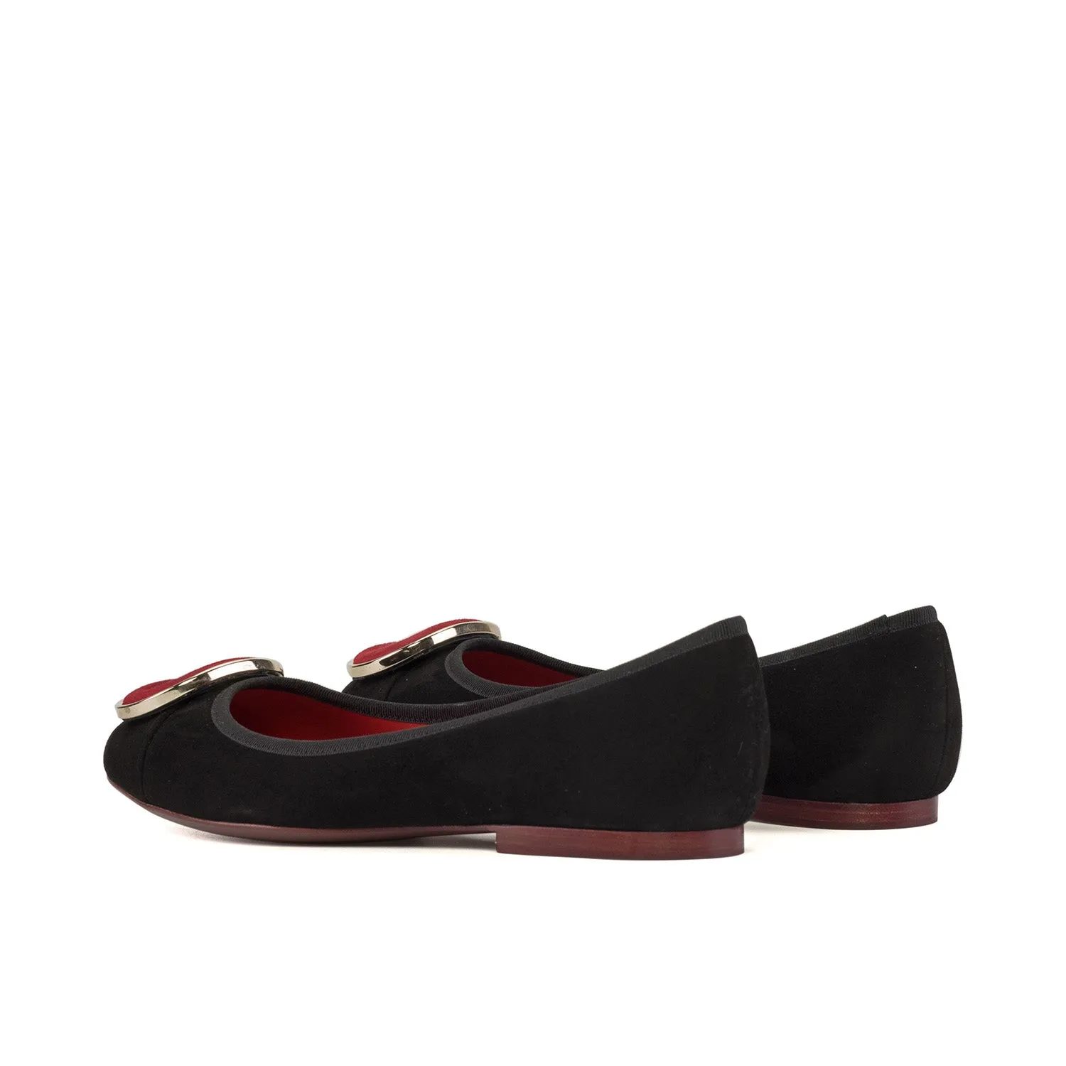 Ambrogio Bespoke Custom Women's Shoes Black & Red Suede Leather Padua Sandals (AMBW1129)