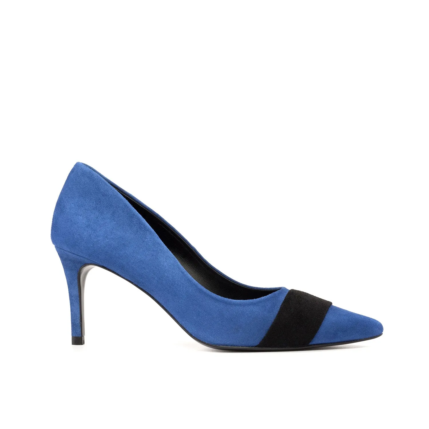 Ambrogio Bespoke Custom Women's Shoes Deep Blue & Black Suede Leather Milan Pumps (AMBW1133)