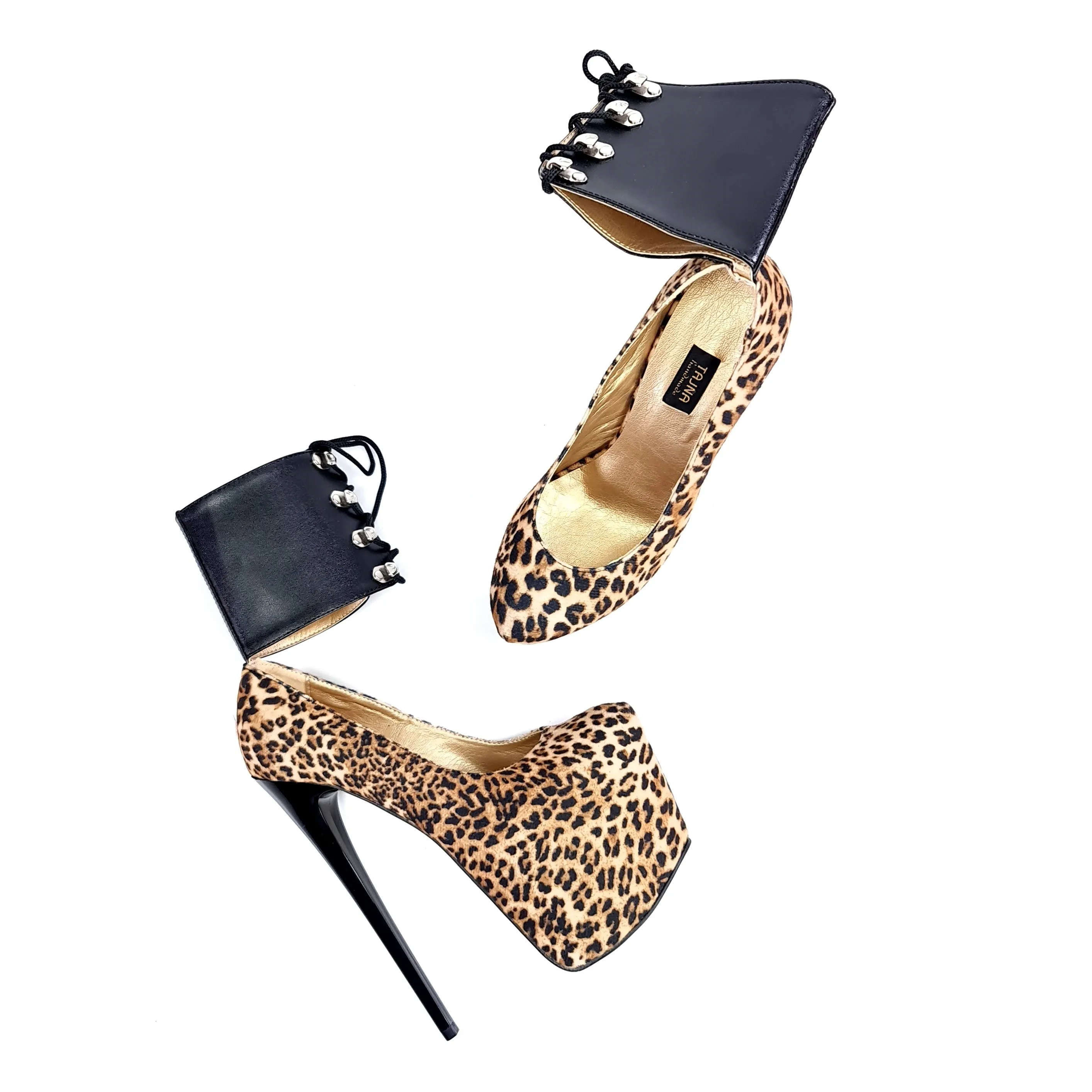 Ankle Cuff Leopard Bondage High Heels