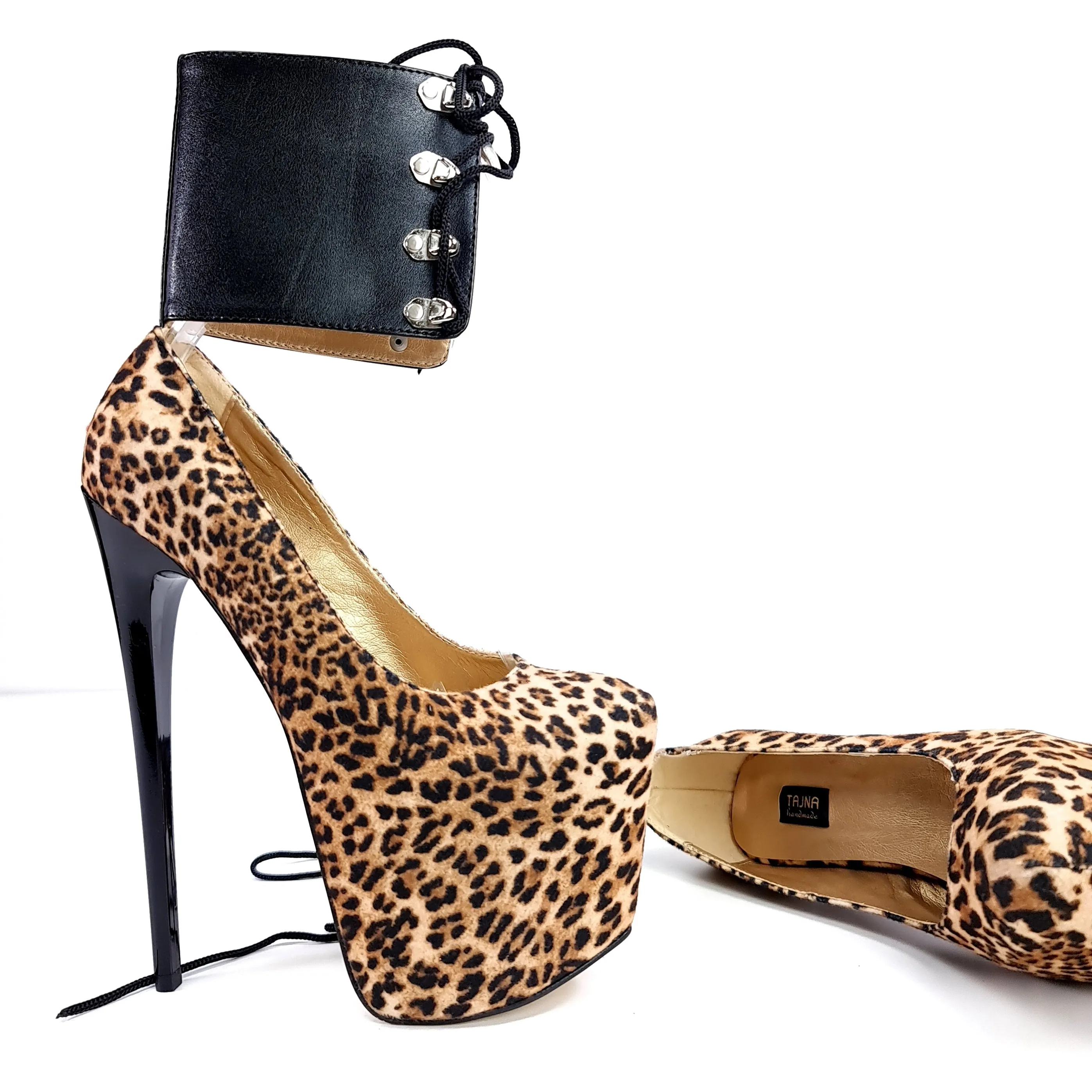 Ankle Cuff Leopard Bondage High Heels