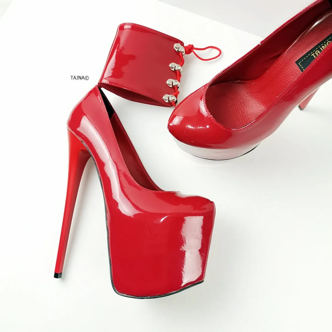 Ankle Cuff Red Patent High Heels