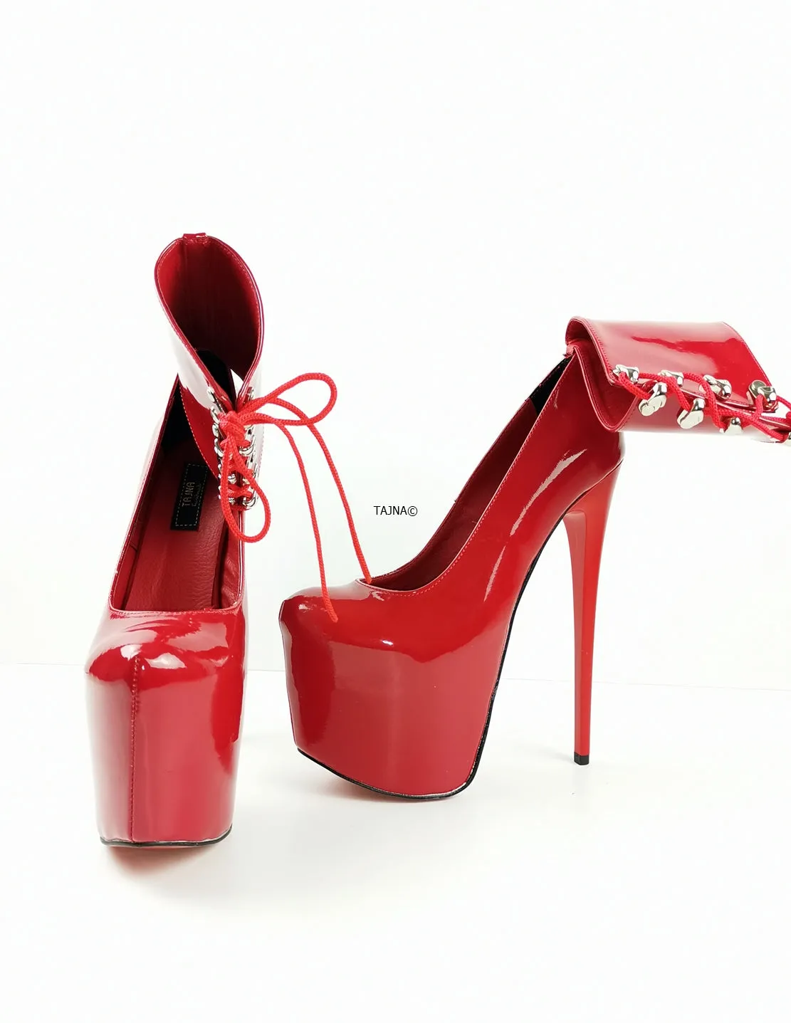 Ankle Cuff Red Patent High Heels