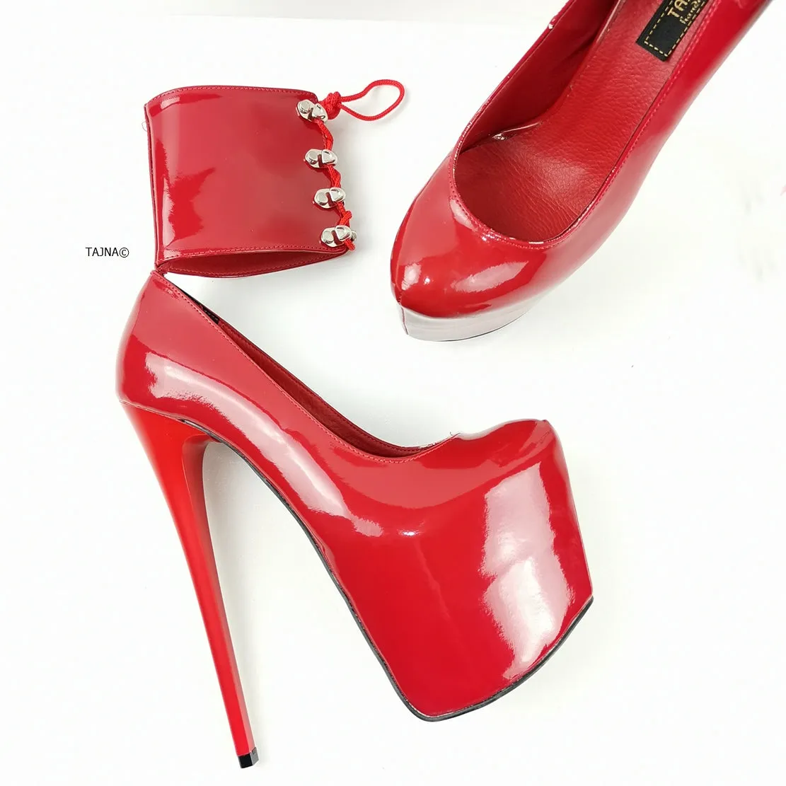 Ankle Cuff Red Patent High Heels