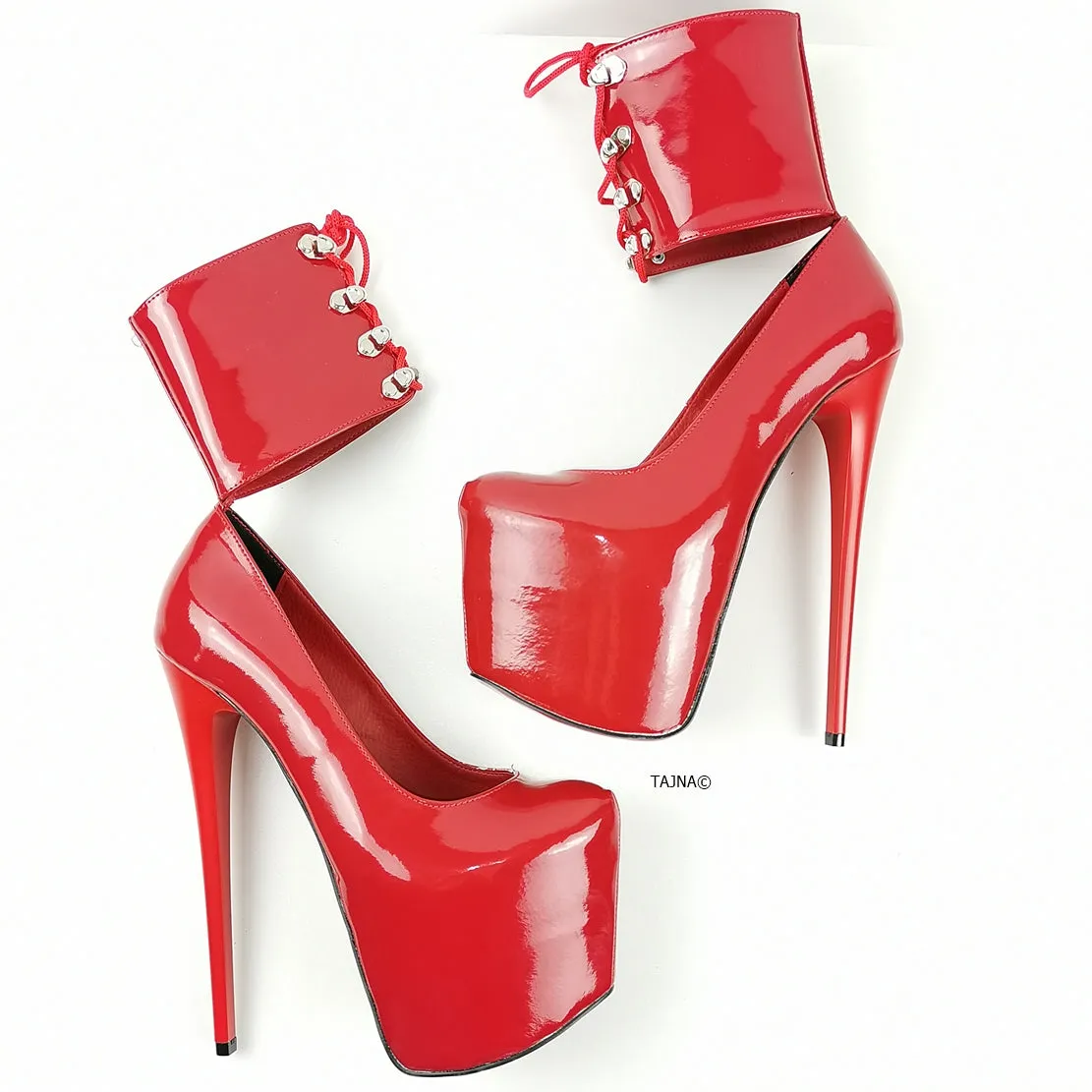 Ankle Cuff Red Patent High Heels