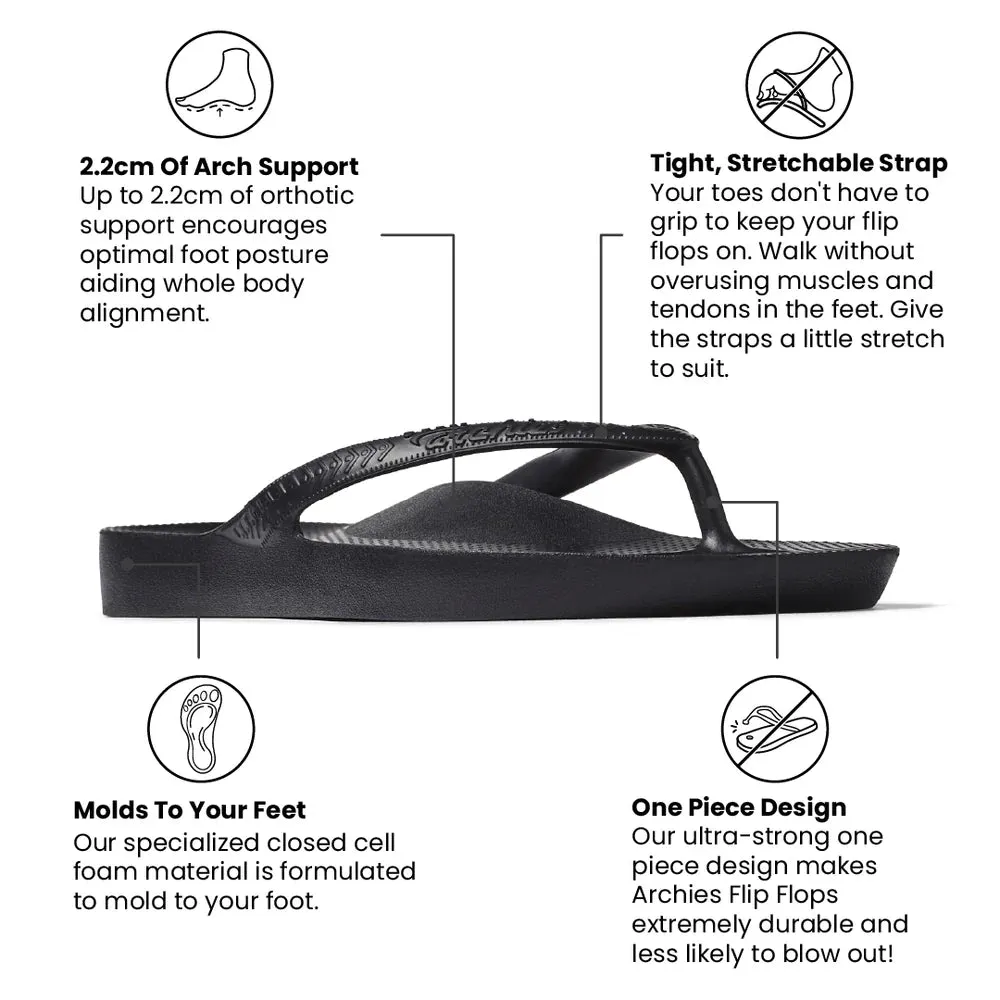 Archies Arch Support Flip Flop Sandal - Black