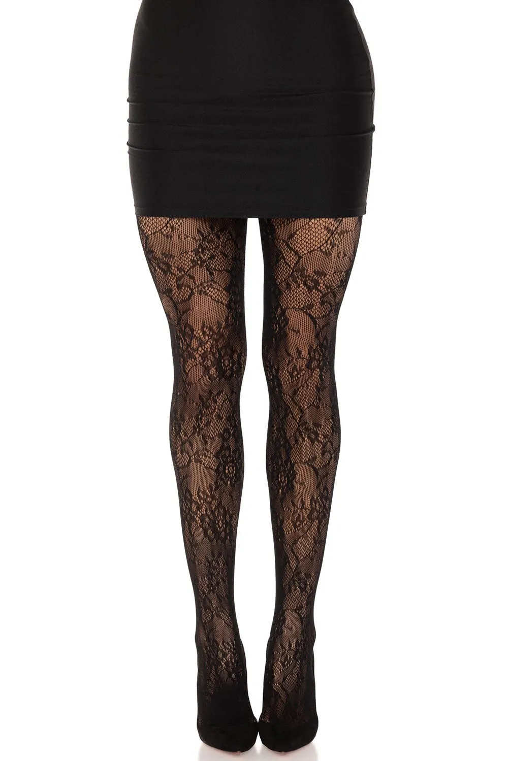 Black Blossoms Gothic Fishnet Tights