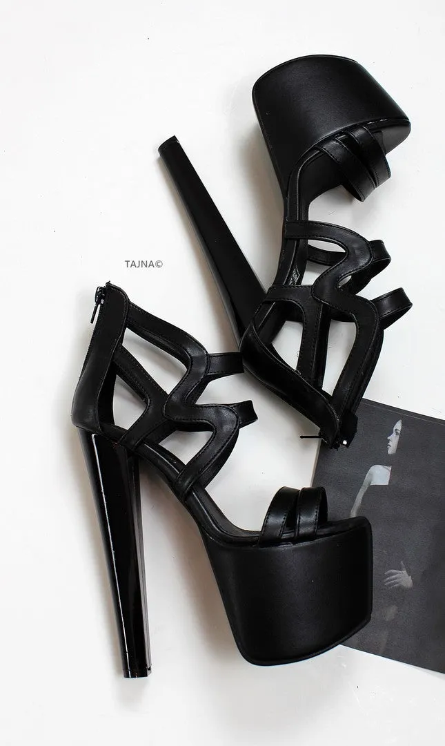 Black Cage Platform Heels