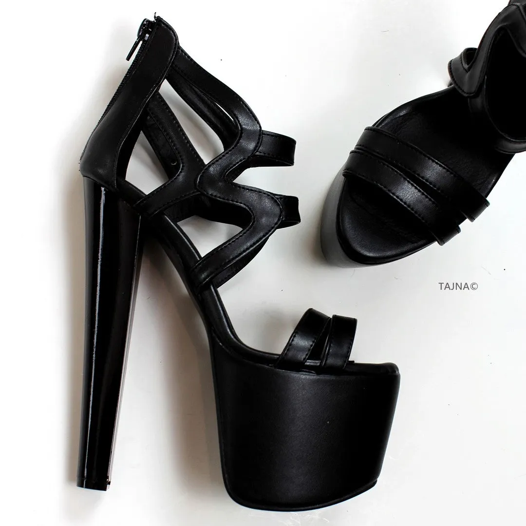 Black Cage Platform Heels