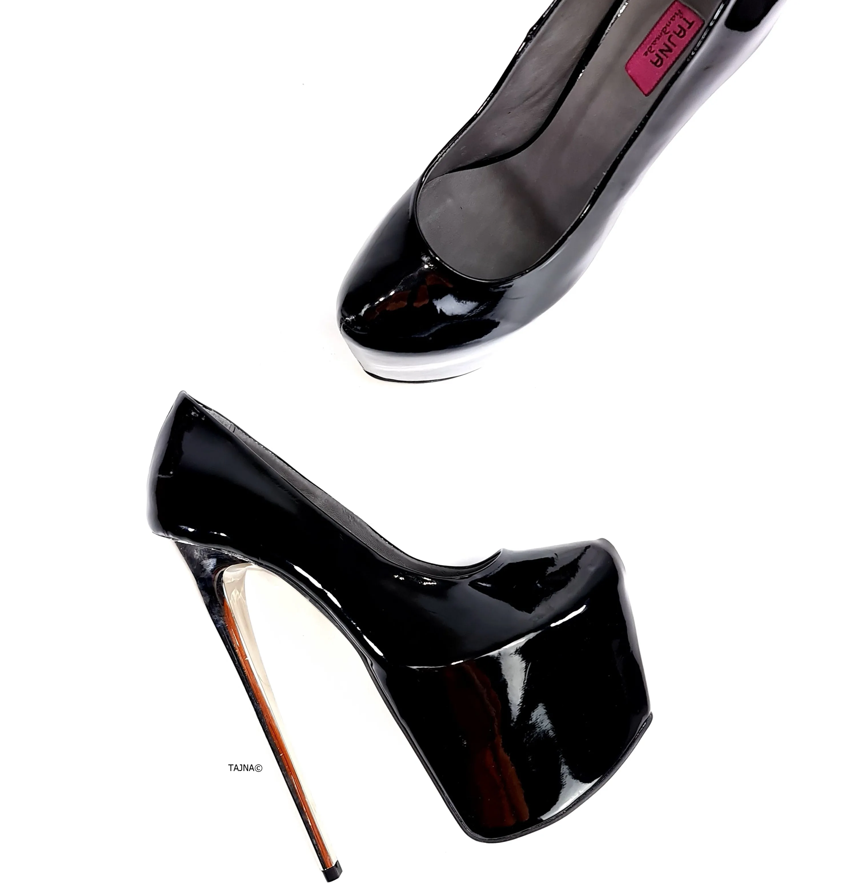 Black Gloss Metallic Heels Classic Pumps