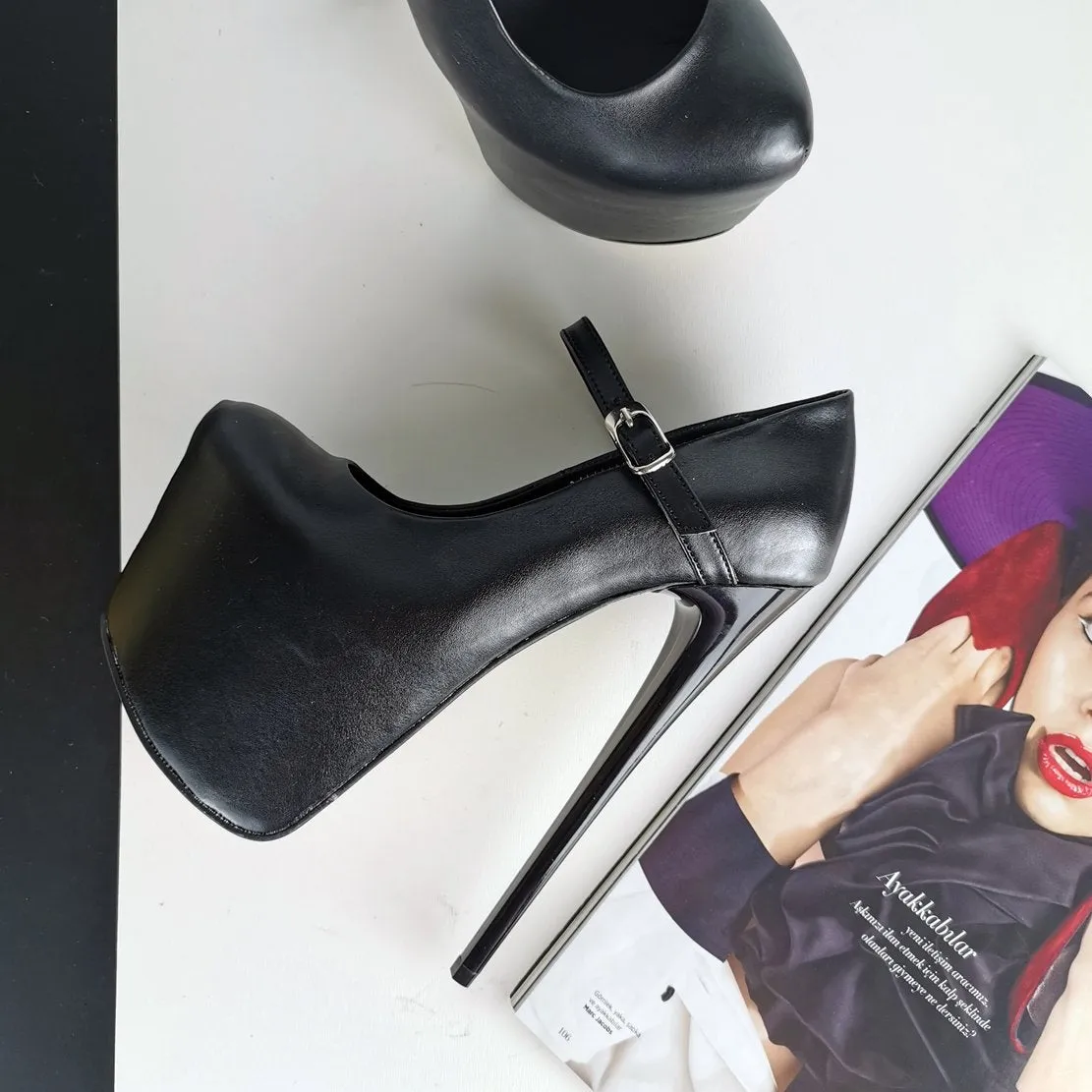 Black Mary Jane Hidden Platform Pumps