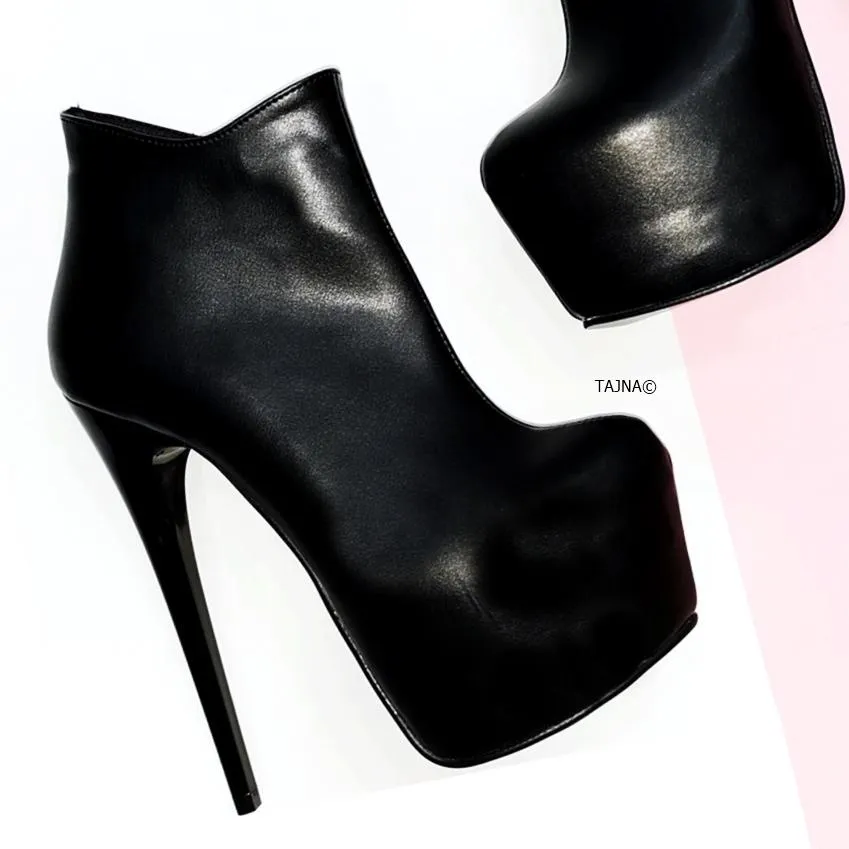 Black Matte Ankle Heeled Booties