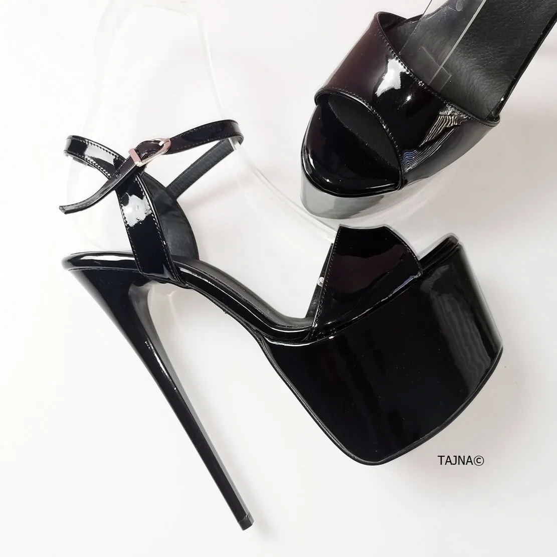 Black Patent Platform Sandals