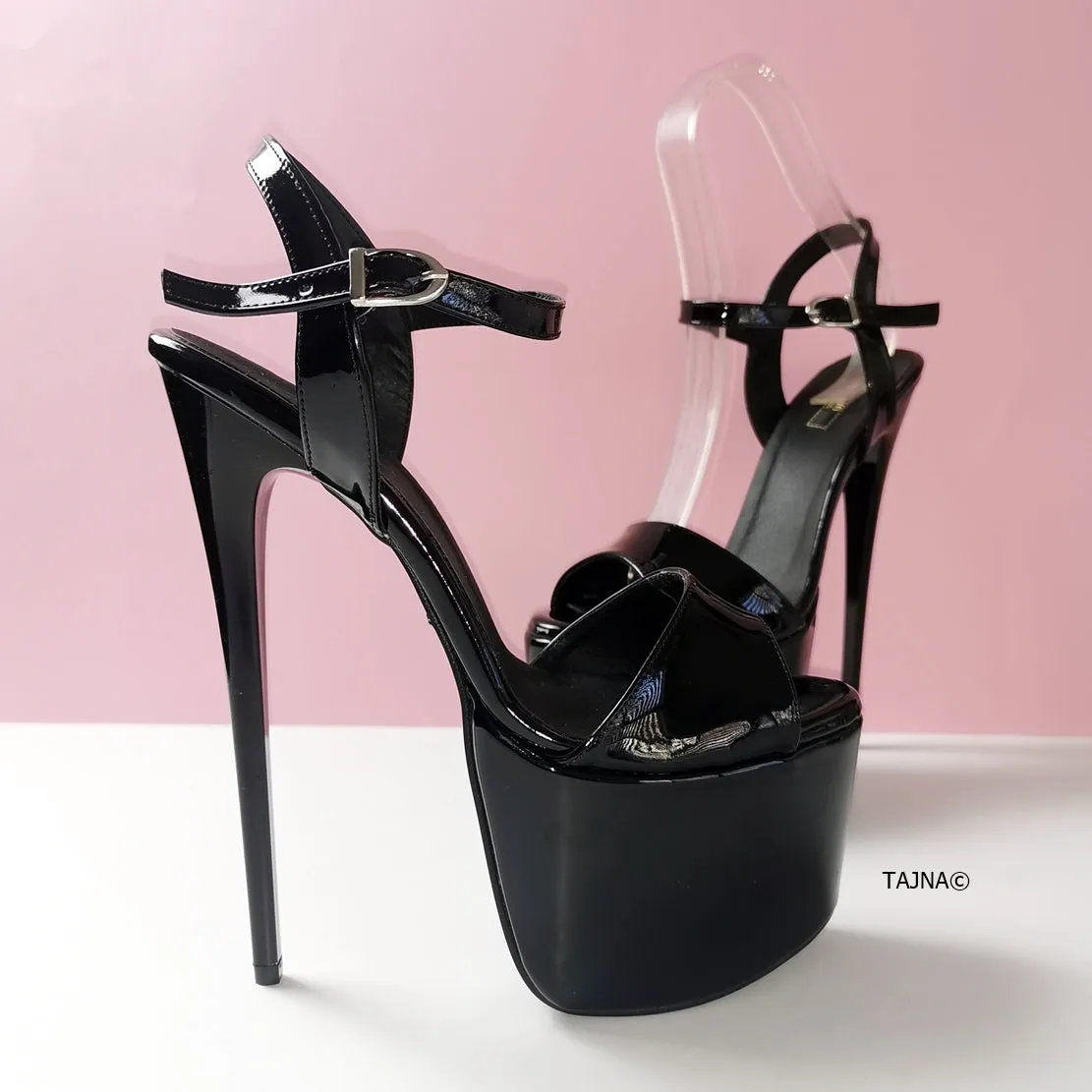 Black Patent Platform Sandals