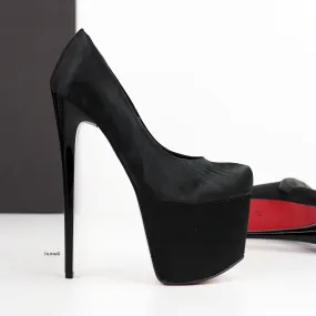 Black Satin Classic High Heel Pumps