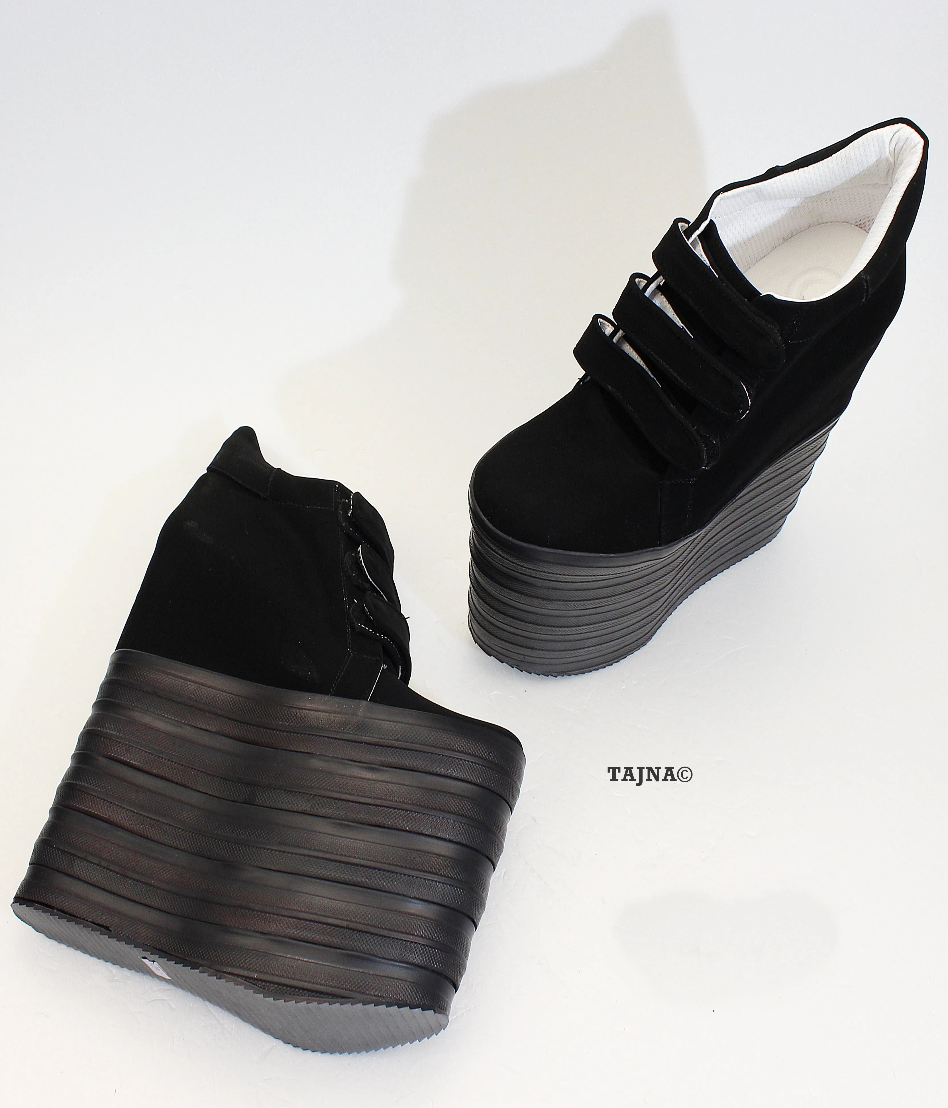 Black Sport Style 18-22 cm Platform Wedge Shoes