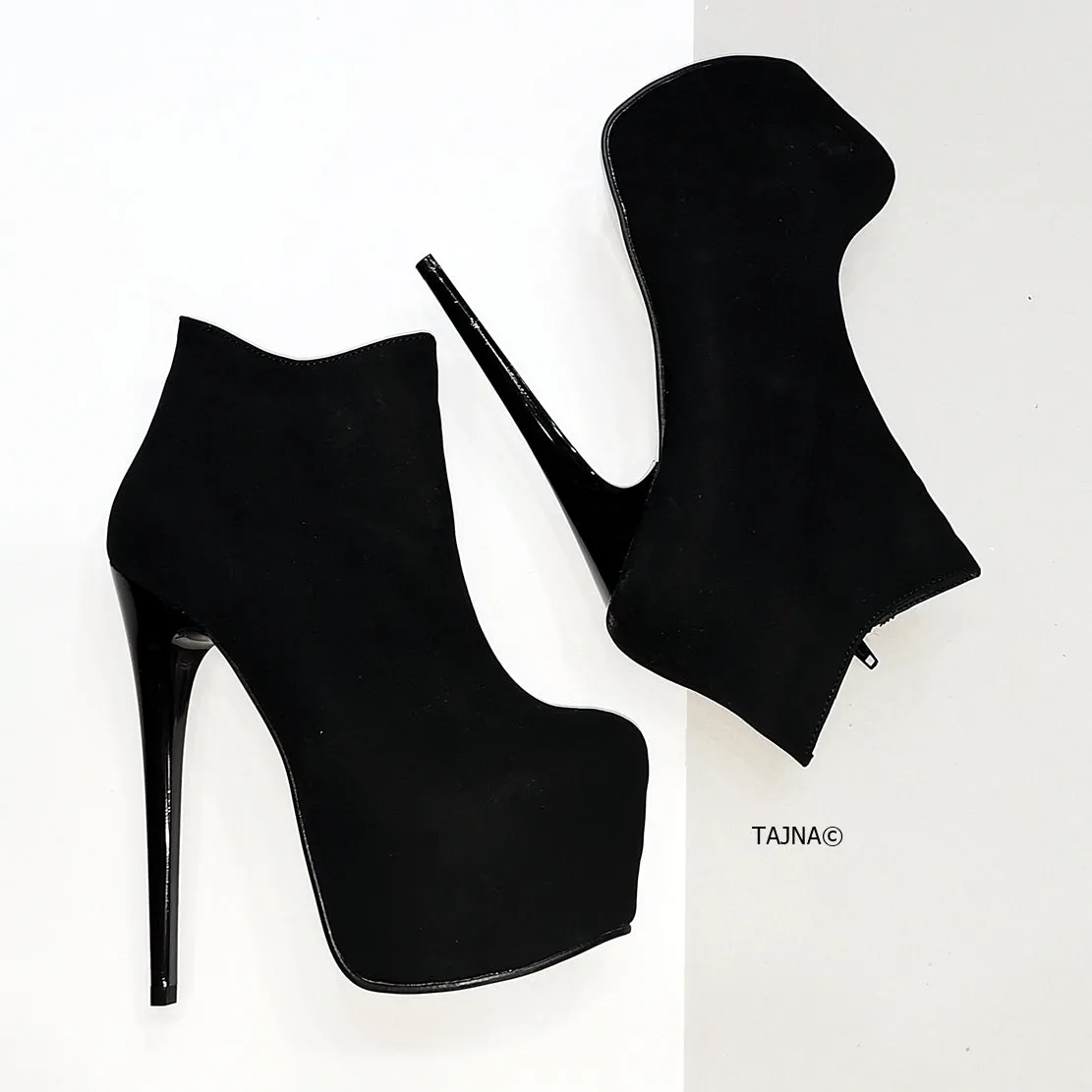 Black Suede Ankle Heeled Booties