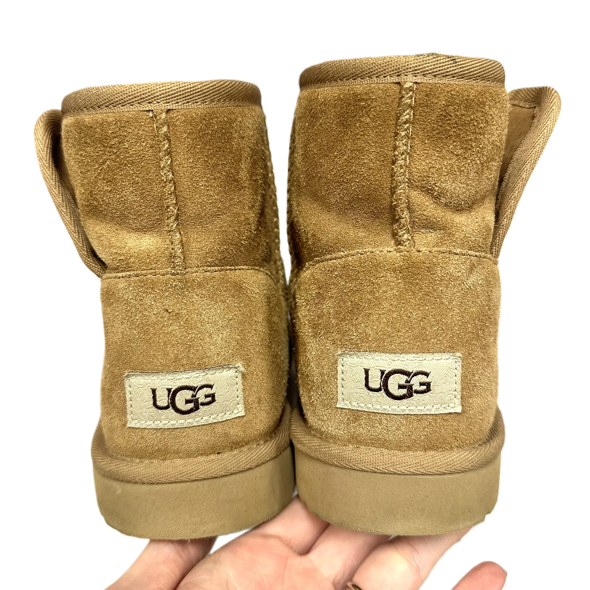 Boots Designer By Ugg In Brown, Size: 5