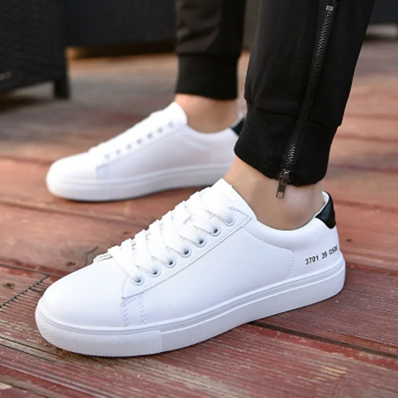 Breathable Mens Shoes Casual Fashion PU Shoes Flats Slip Men Sneakers