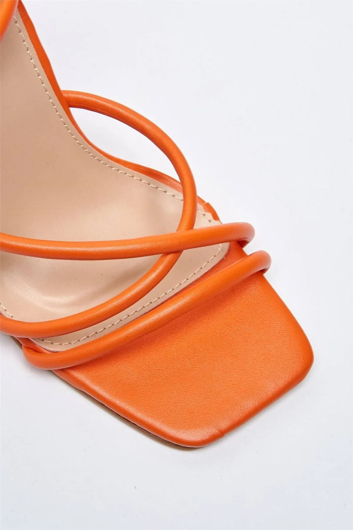 Chania Thick Strappy Block Heel Sandal in Orange