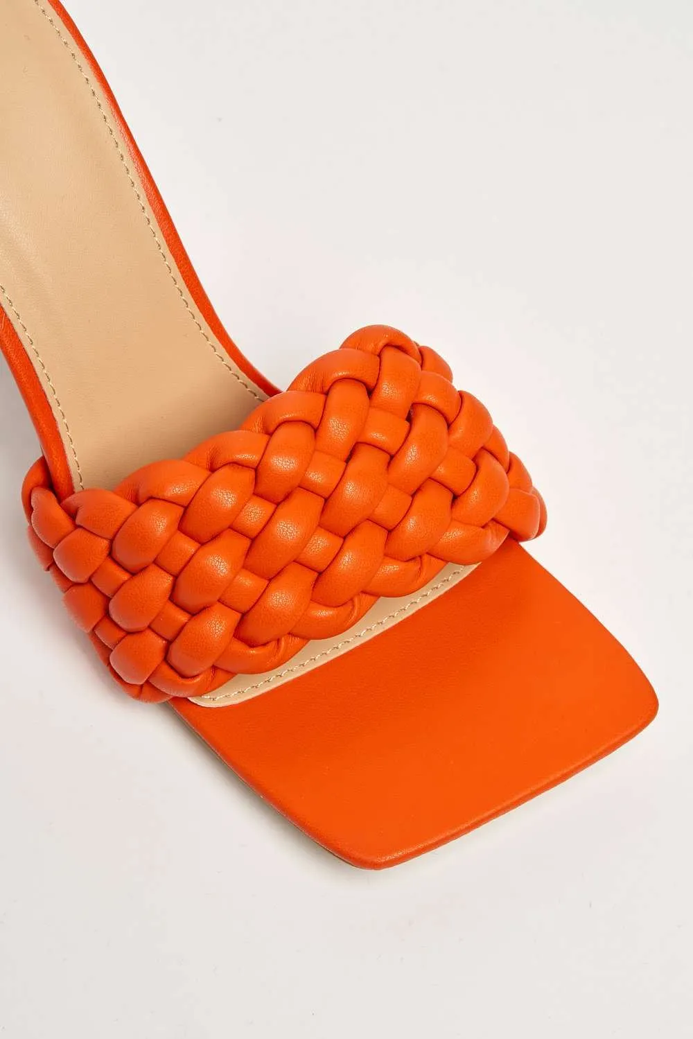 Chantelle Plaited Band Heeled Mule in Orange