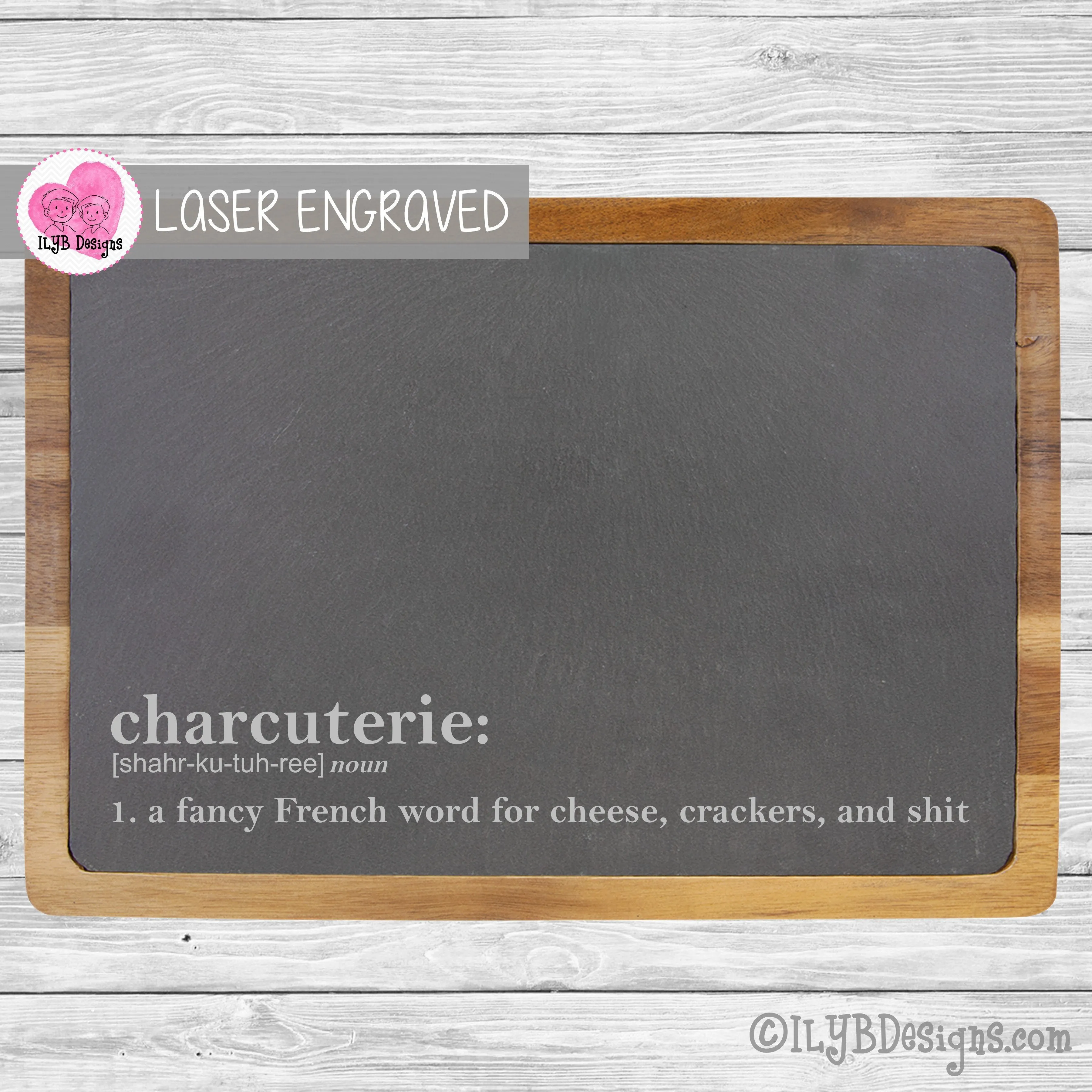 Charcuterie Definition | Acacia/Slate Rectangle Cheese Board