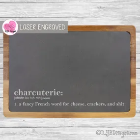 Charcuterie Definition | Acacia/Slate Rectangle Cheese Board