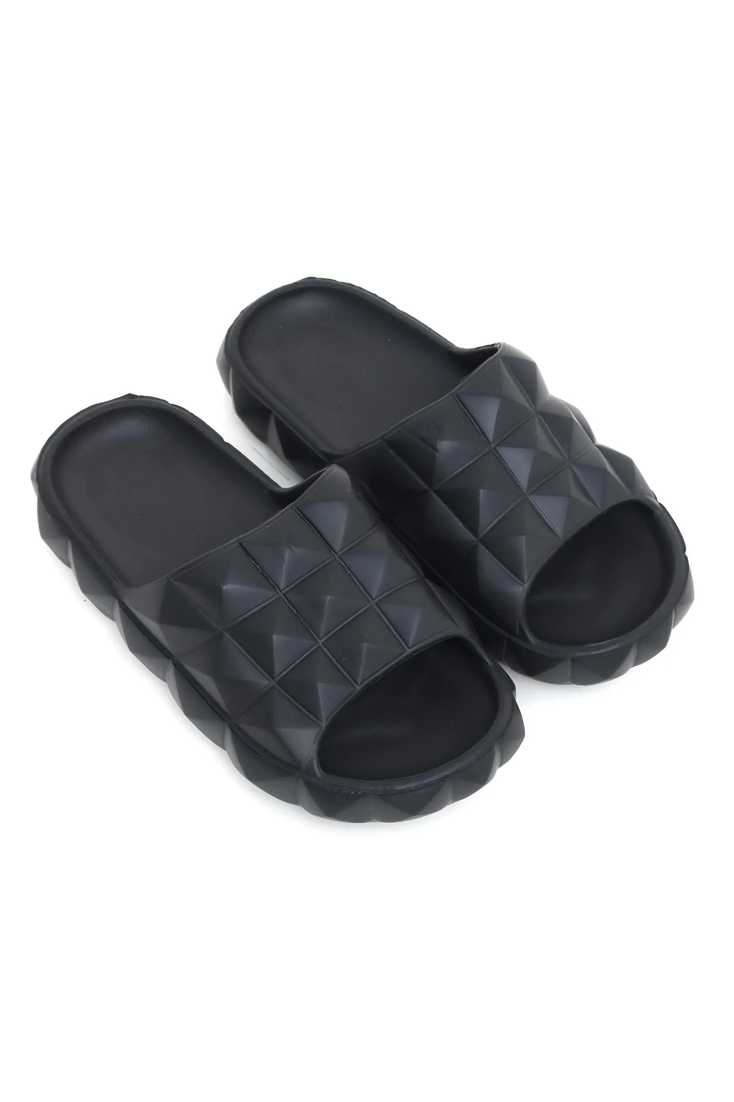 CHIC PATTERN SLIDES-BLACK