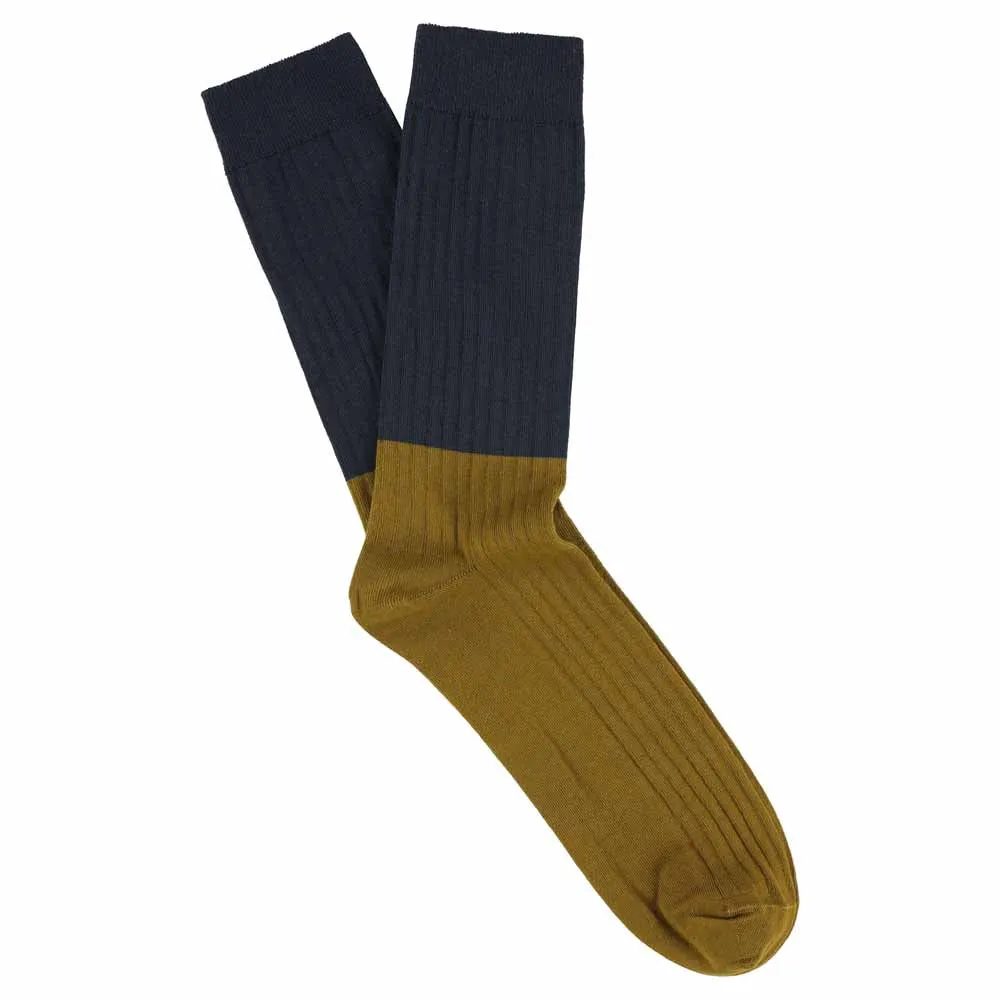 Colour Block Socks Navy / Cumin