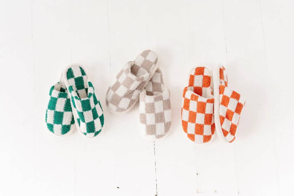 Covered in Checkers Slippers in Burnt Orange