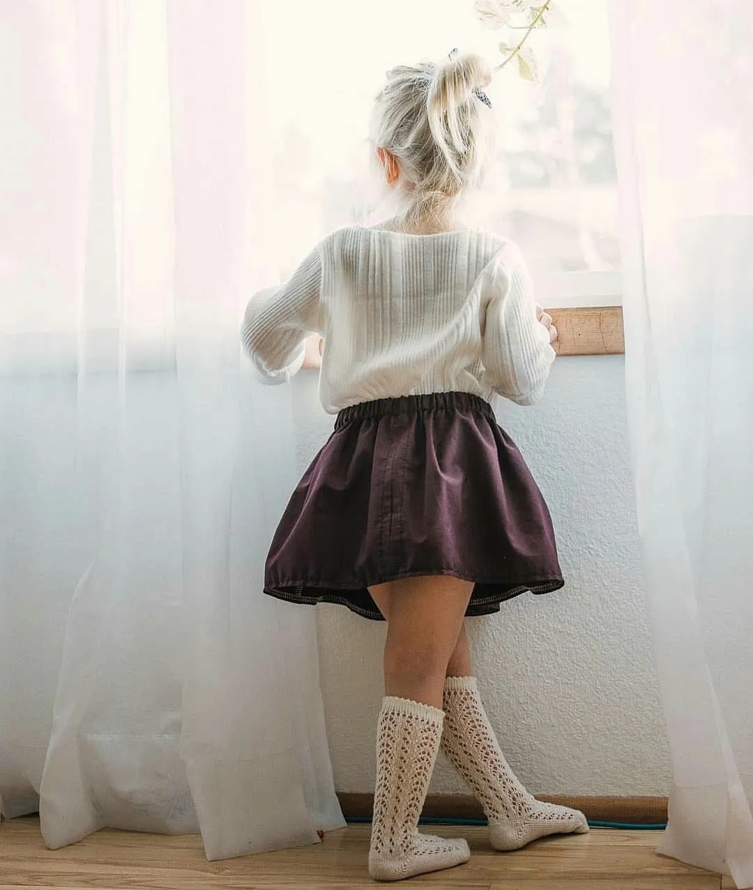 Cream Long Open Lace Socks