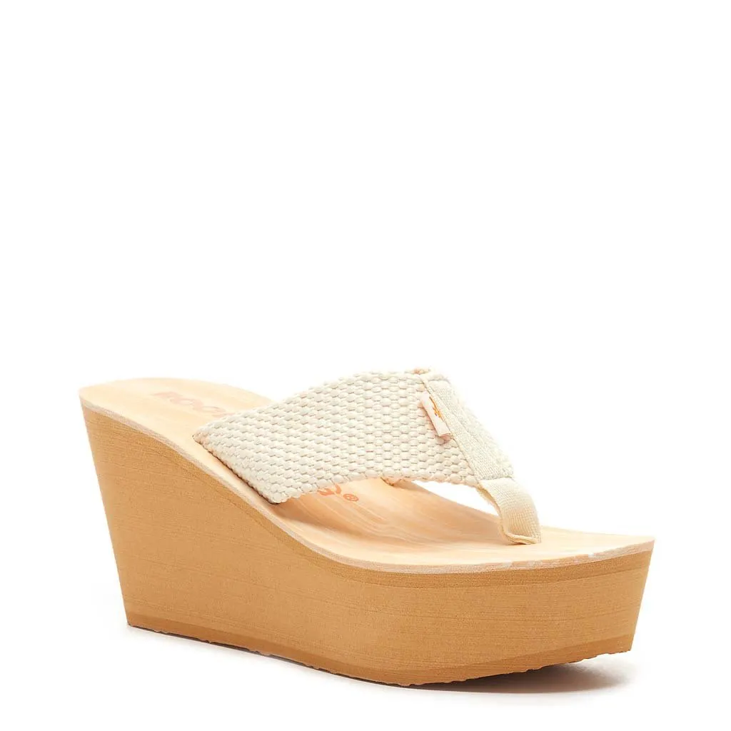 Diver Cream Wedge Flip Flops