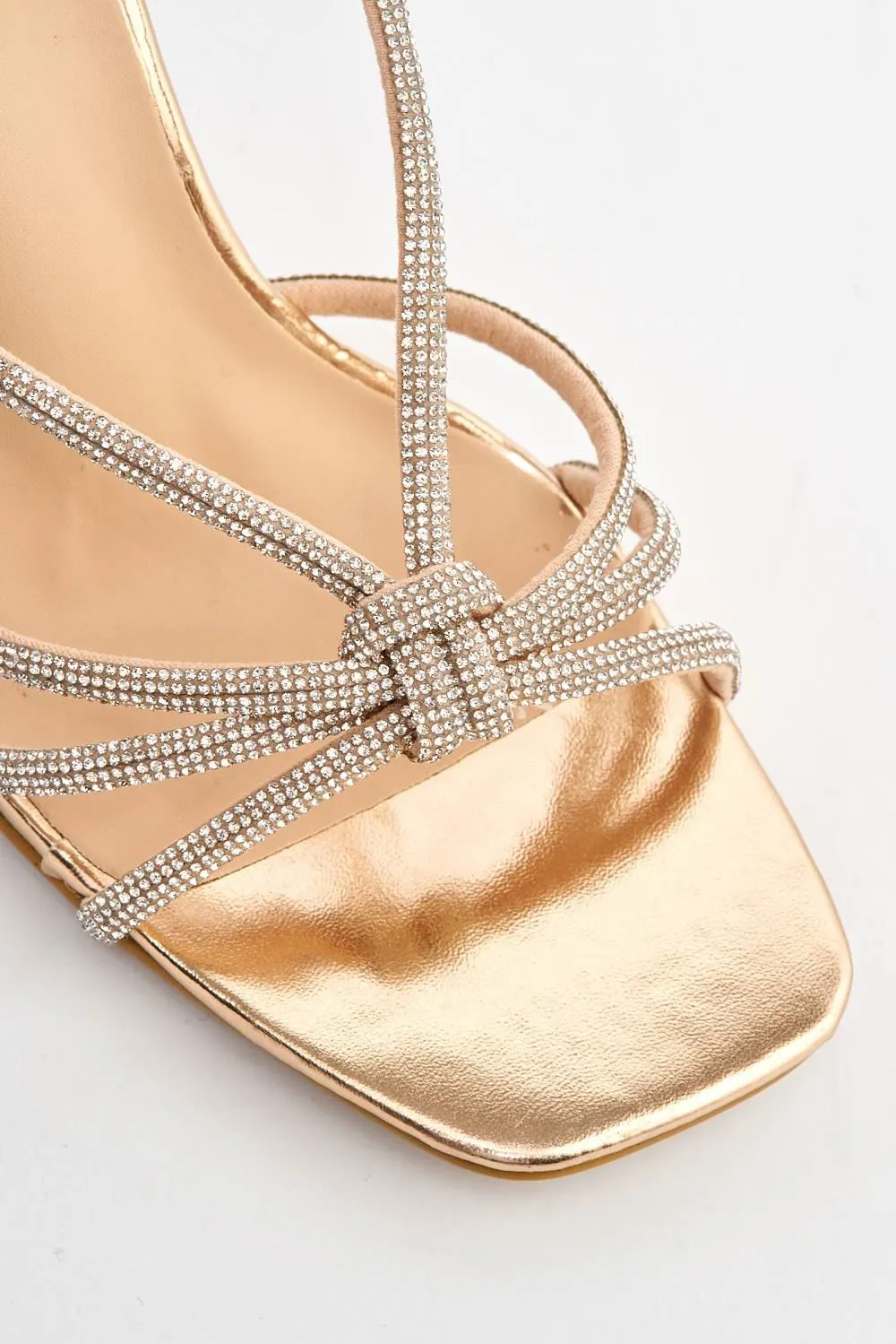 Elliana Diamante Embellished Heeled Sandals in Champagne