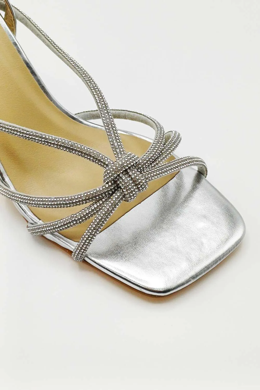 Elliana Diamante Embellished Heeled Sandals in Silver