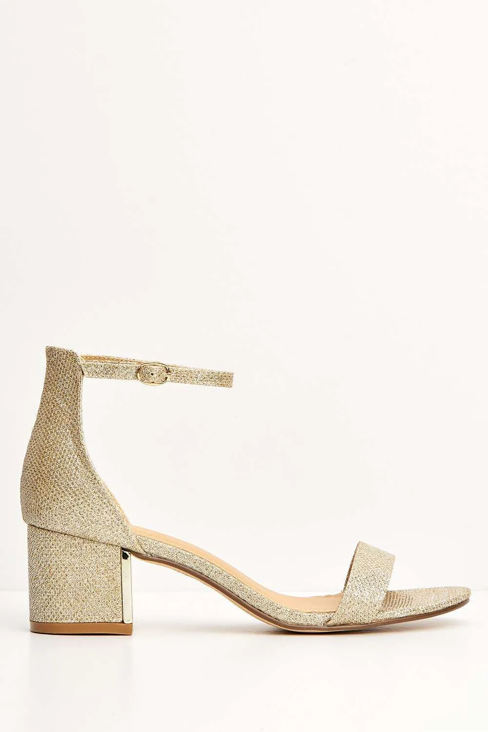 Elodie Gold Trim Anklestrap Sandal in Champagne Shimmer