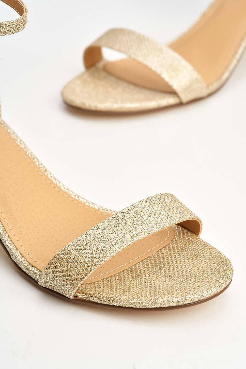 Elodie Gold Trim Anklestrap Sandal in Champagne Shimmer