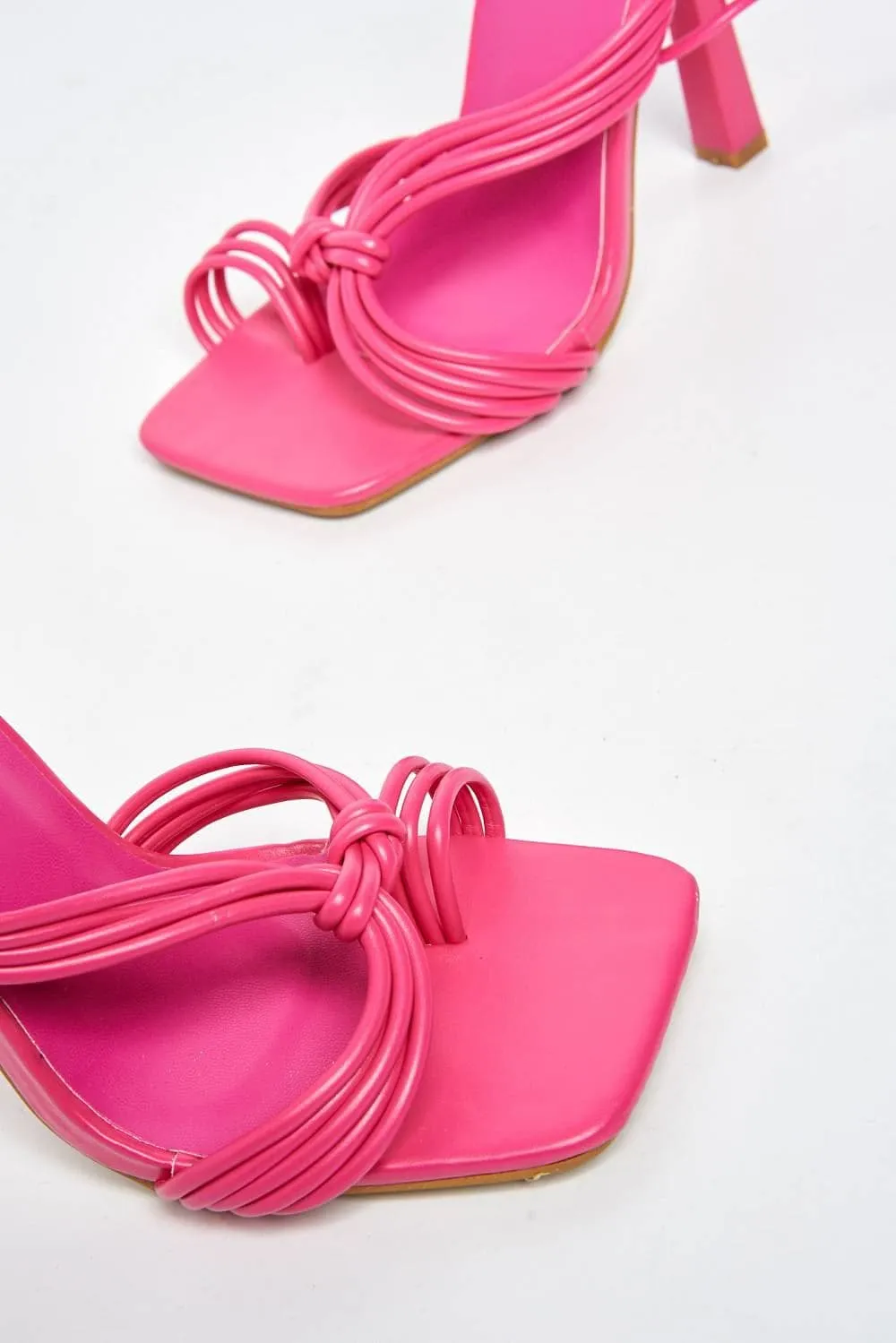 Evora Toe Ring Lace-up Strappy Sandal in Fuchsia