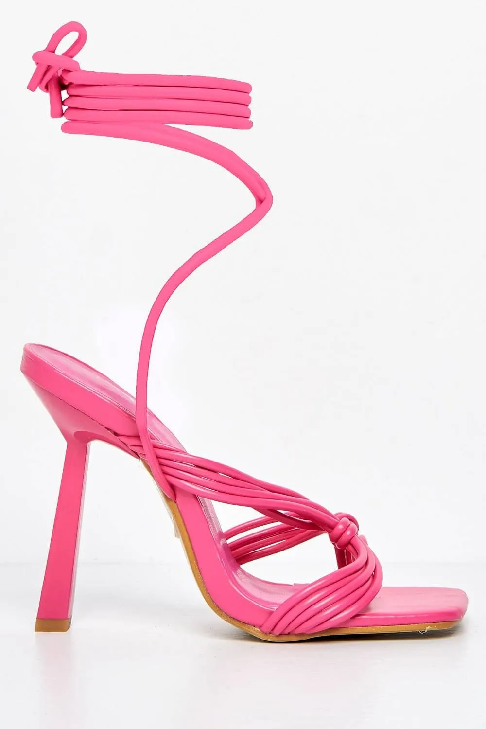 Evora Toe Ring Lace-up Strappy Sandal in Fuchsia