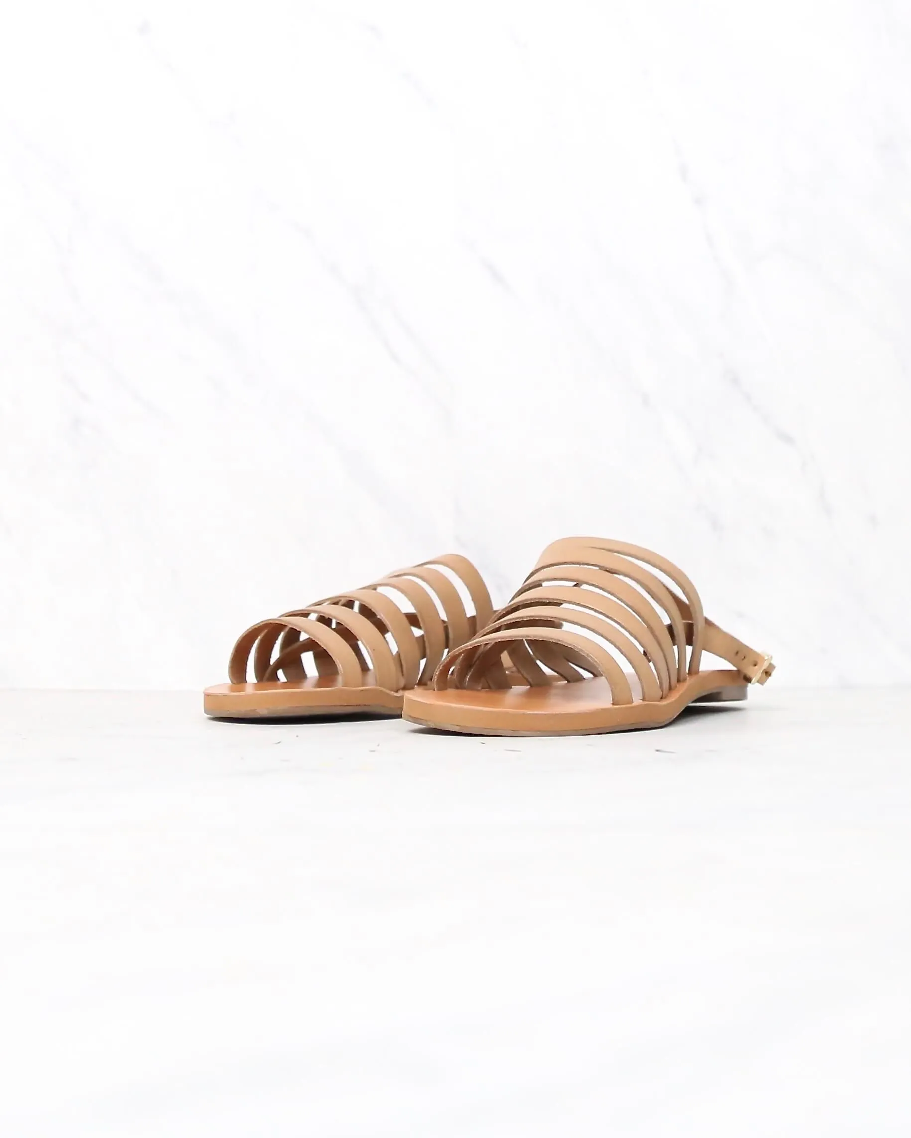 Final Sale - Bc Footwear - Teacup Leather Ankle Strap Sandals in Tan