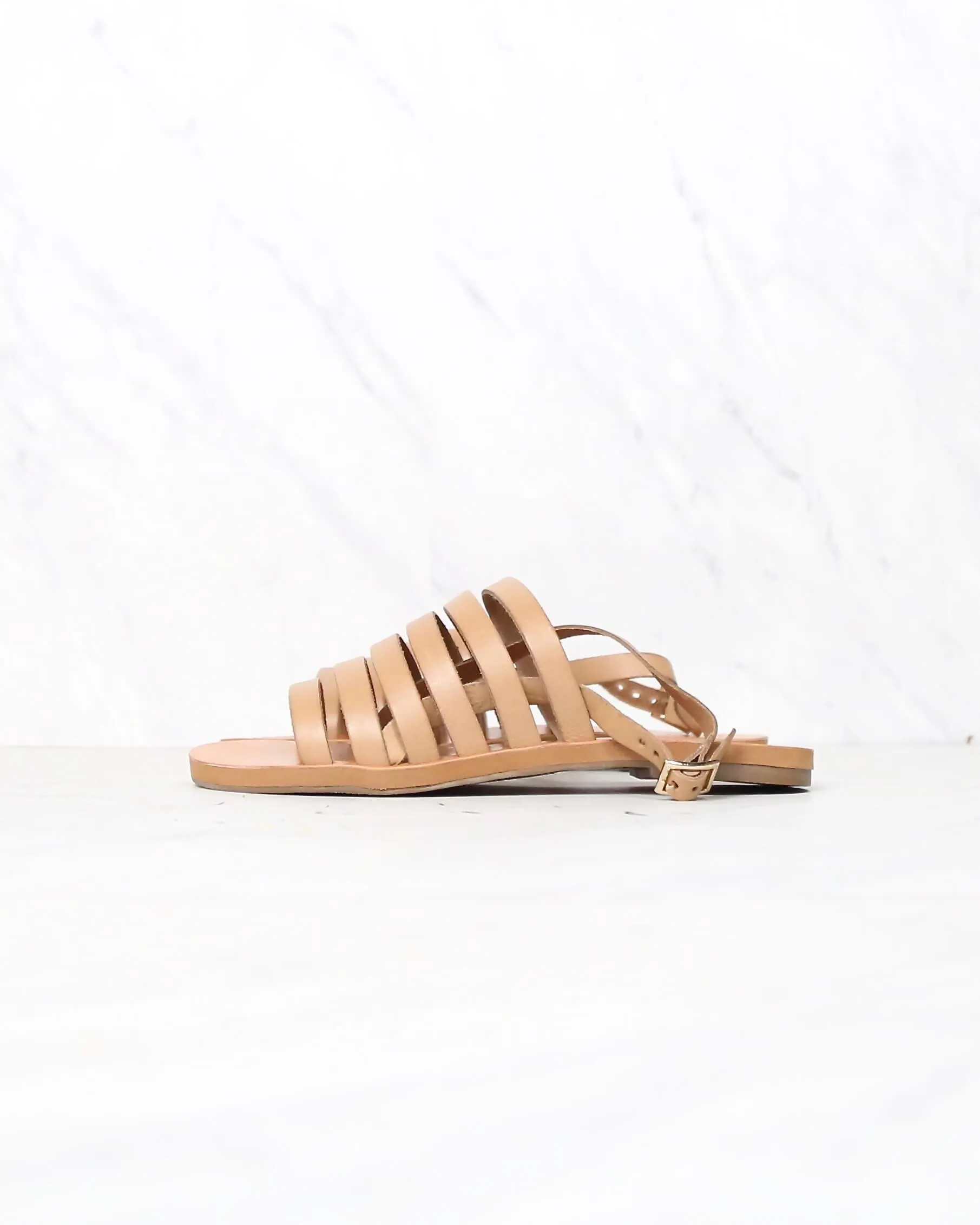 Final Sale - Bc Footwear - Teacup Leather Ankle Strap Sandals in Tan