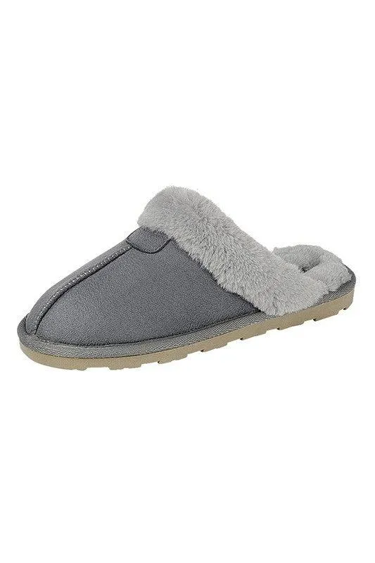 Fuzzy & Cozy- {Black/Gray/Tan} Slippers