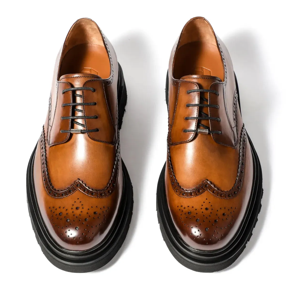 Genuine waxed leather brogue derby shoes high-end suit shoes 90109