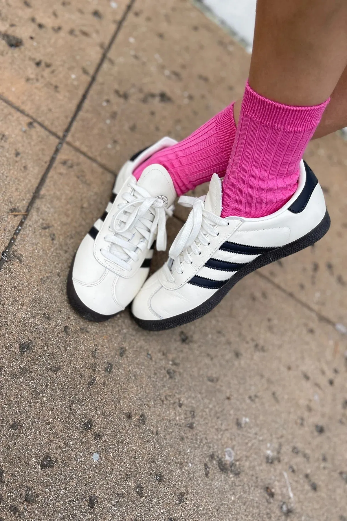 Her Socks in Bright Pink