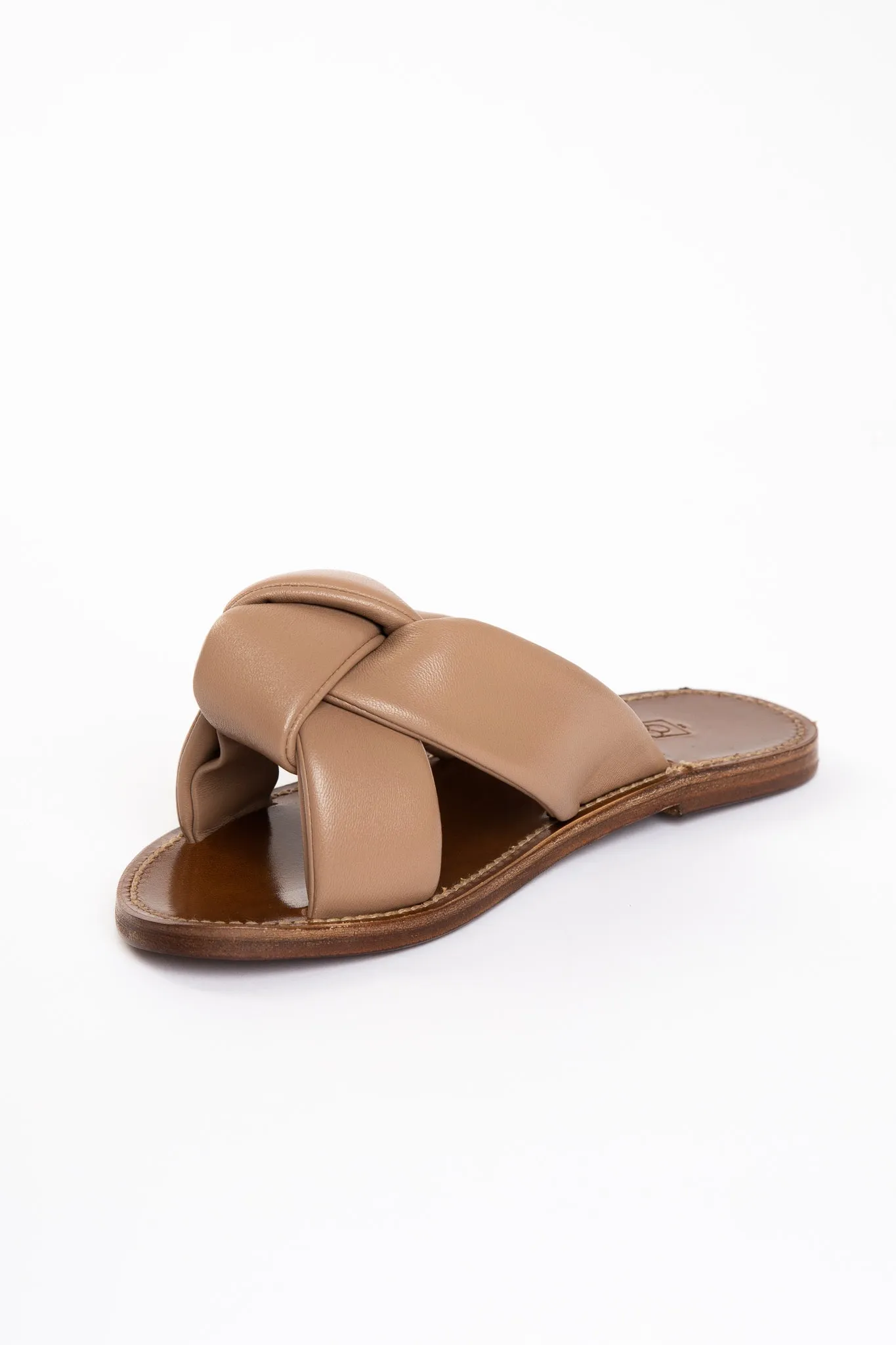 KNOTTED SANDAL IN ITALIAN LEATHER MOCHA - SIZE 36.5