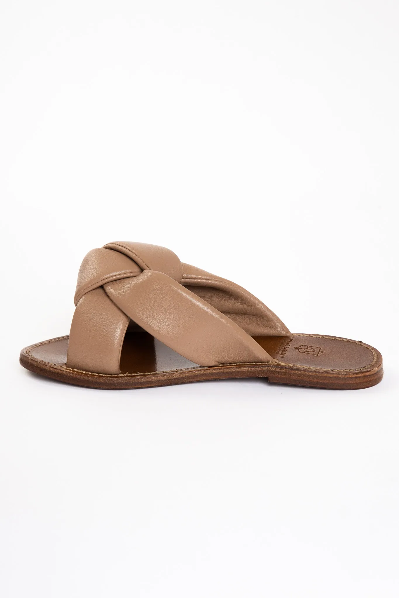 KNOTTED SANDAL IN ITALIAN LEATHER MOCHA - SIZE 36.5