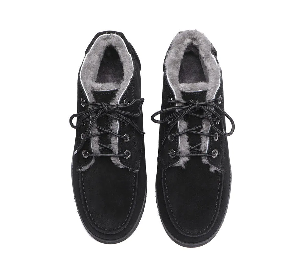 Lace Up Ankle Sheepskin Men Casual Boots Ryan